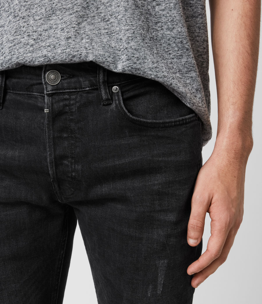 Men's Rex Distressed Slim Jeans, Washed Black (washed_black) - Image 2