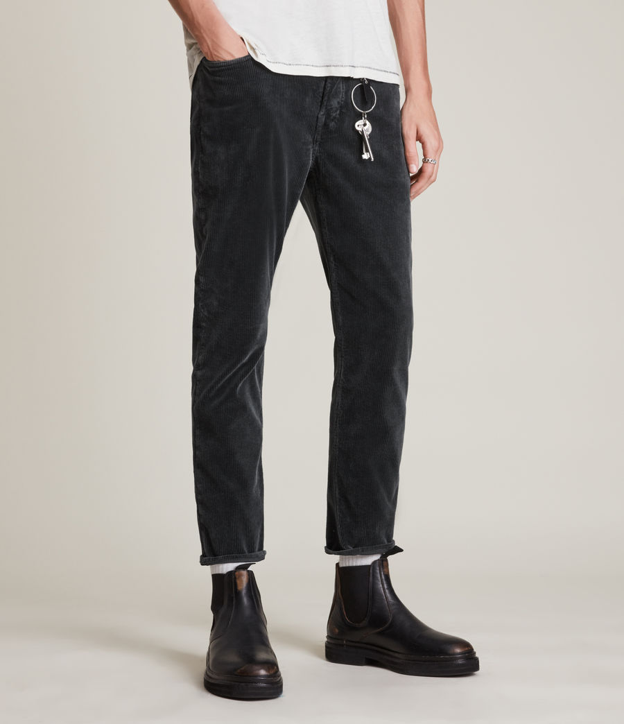 Men's Jack Corduroy Cropped Straight Jeans (jet_black) - Image 1