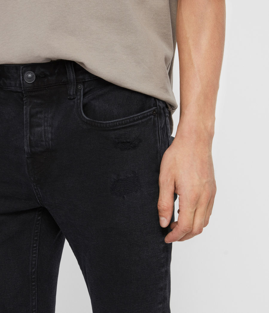 Men's Cigarette Damaged Skinny Jeans (black) - Image 2