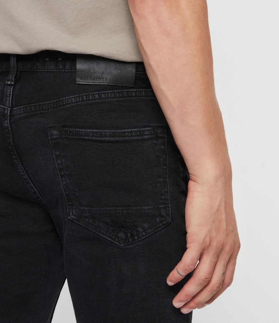 Men's Cigarette Damaged Skinny Jeans (black) - Image 5