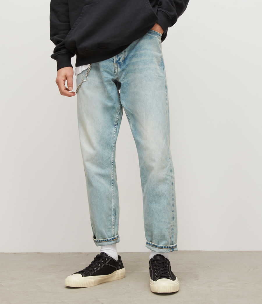 Men's Jack Damaged Selvedge Tapered Jeans (light_indigo) - Image 1