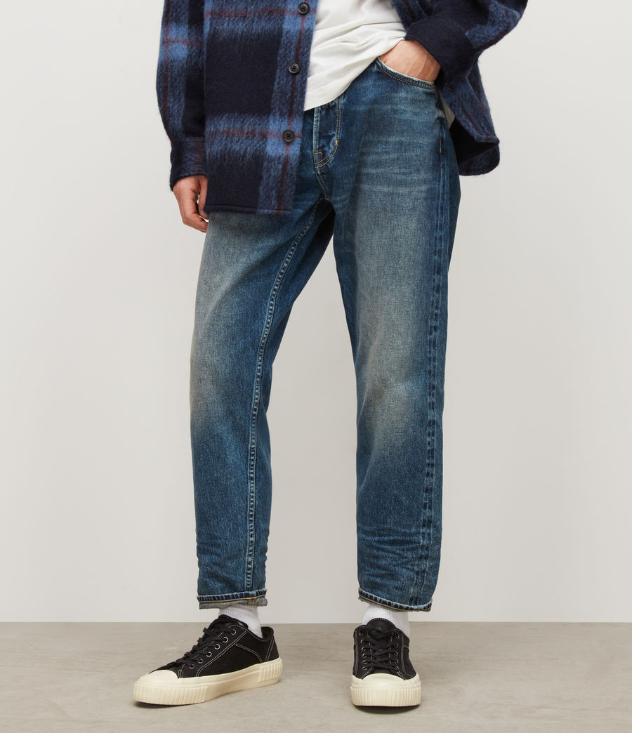Men's Jack Damaged Selvedge Tapered Jeans (indigo) - Image 1