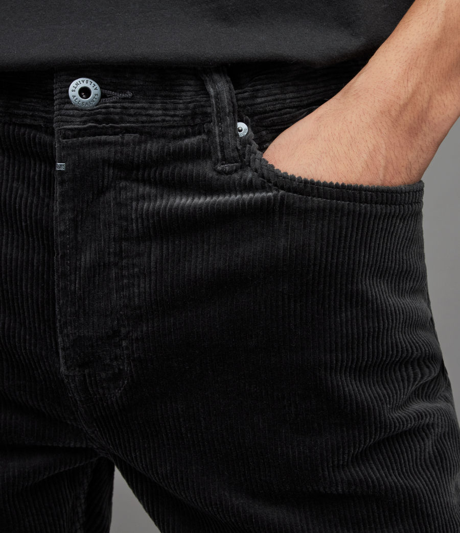 Men's Dean Corduroy Cropped Slim Jeans, Washed Black (washed_black) - Image 3