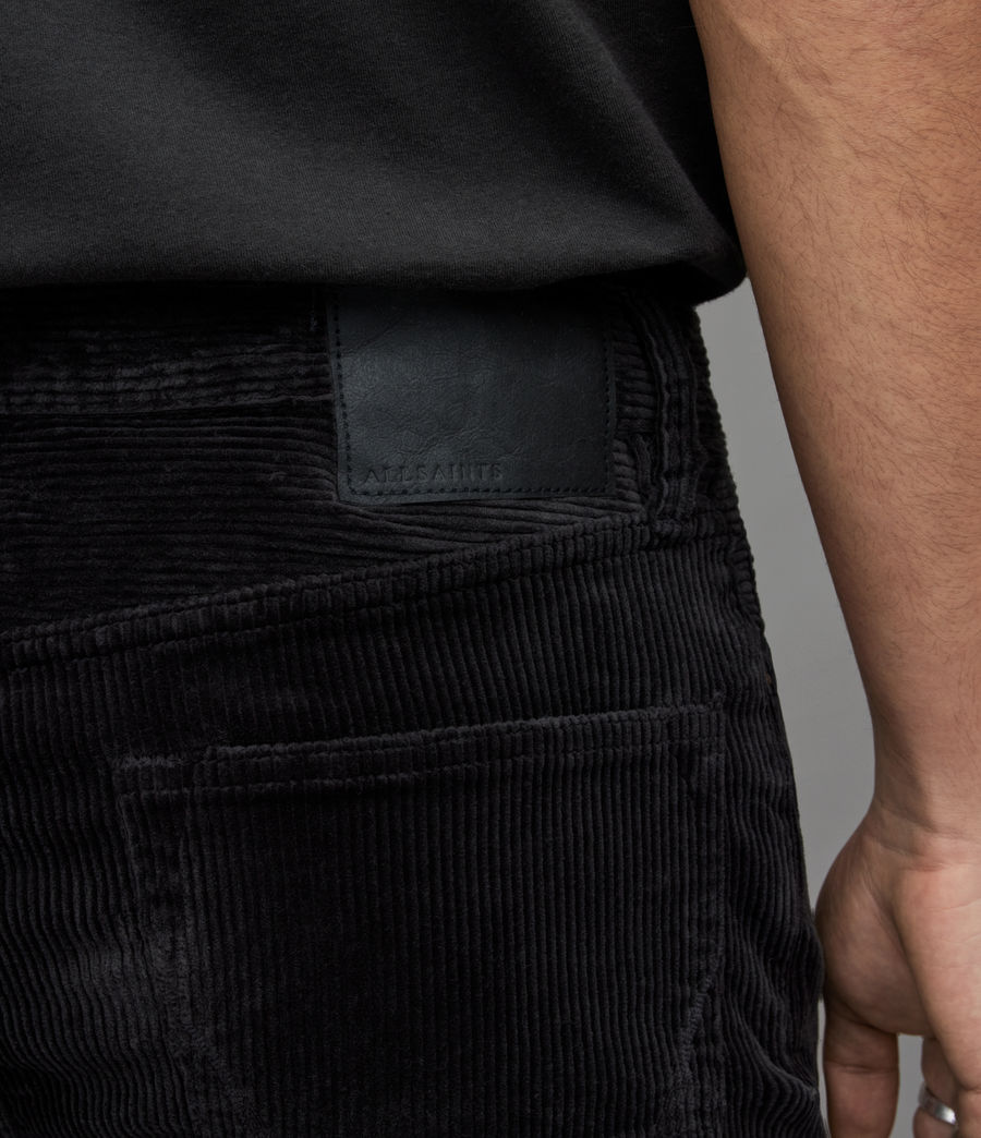 Men's Dean Corduroy Cropped Slim Jeans, Washed Black (washed_black) - Image 4