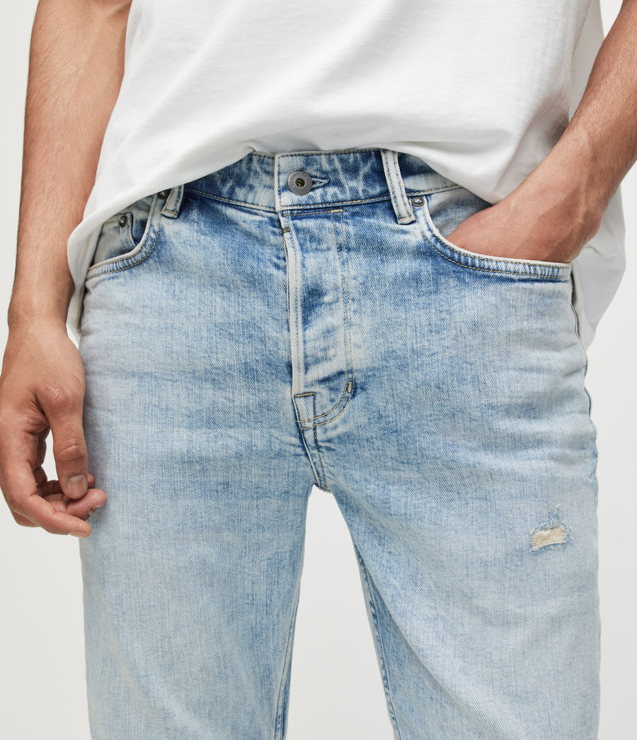Men's Cigarette Damaged Skinny Jeans (light_indigo) - Image 3