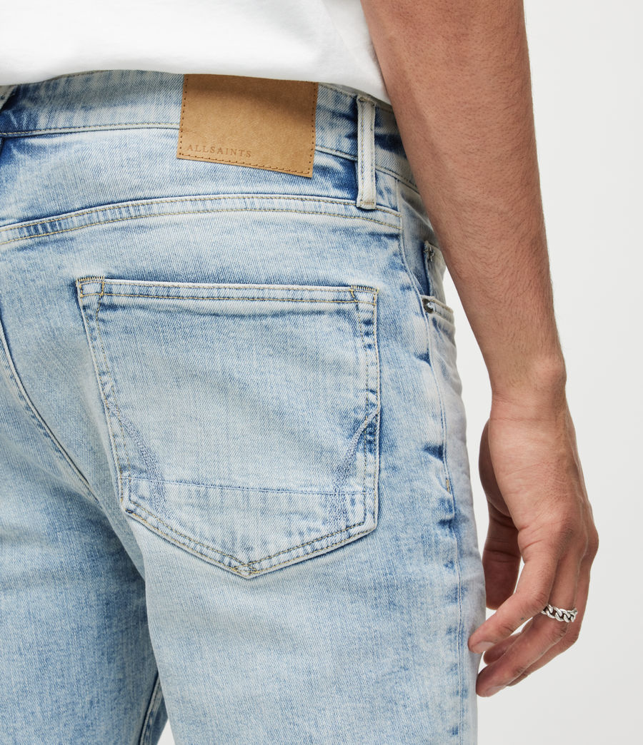 Mens Cigarette Damaged Skinny Jeans (light_indigo) - Image 4
