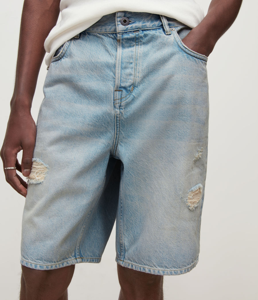 Men's Alva Damaged Denim Shorts (light_indigo) - Image 3