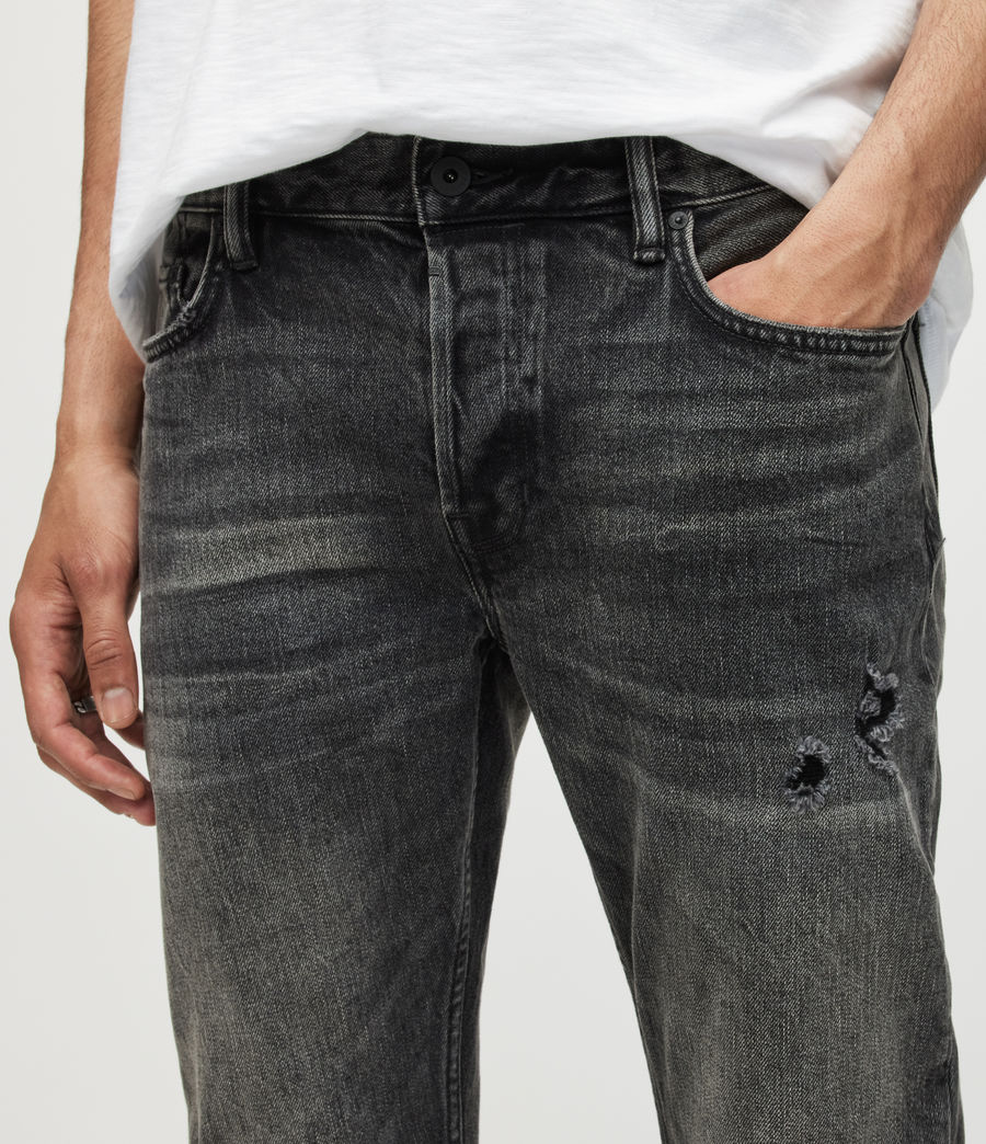 Mens Rex Slim Damaged Jeans (washed_black) - Image 3