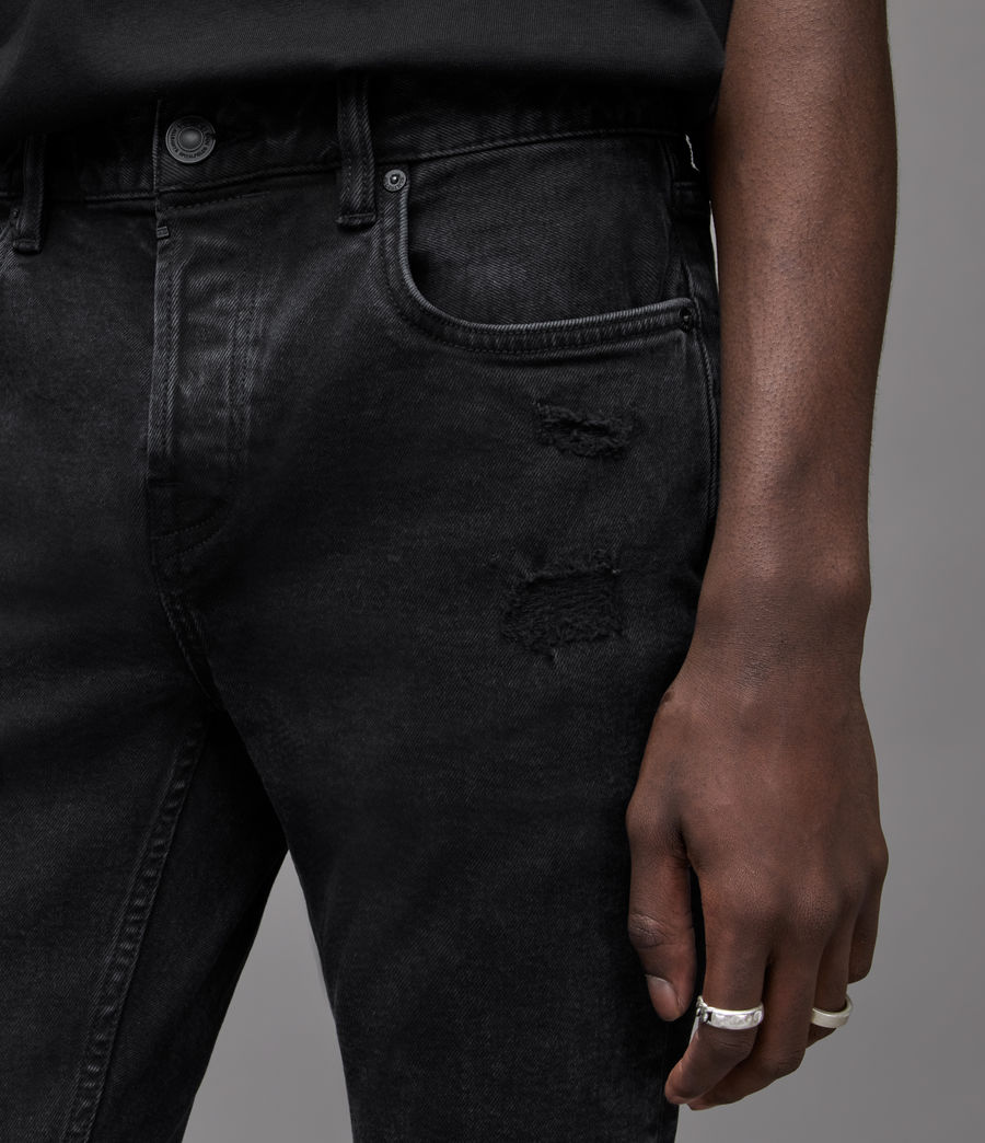 Mens Cigarette Damaged Skinny Jeans (black) - Image 3
