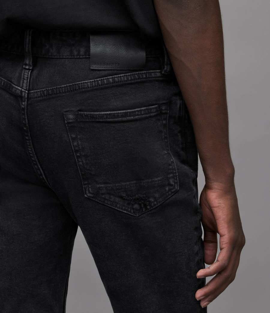 Men's Cigarette Damaged Skinny Jeans (black) - Image 4