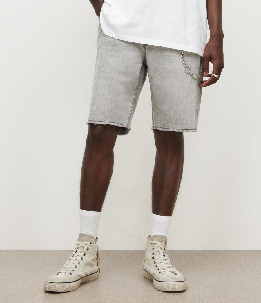 Men's Switch Damaged Denim Shorts (grey) - Image 2
