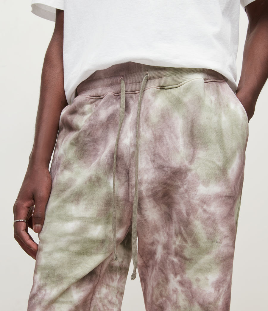 Mens Malik Tie Dye Sweat Shorts (ash_khaki_brn_gren) - Image 3