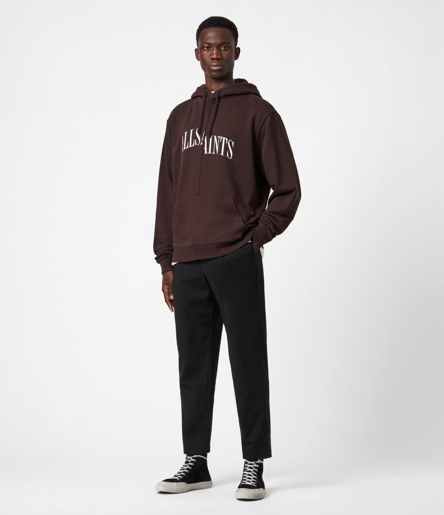 ALLSAINTS UK: Mens Dropout Pullover Hoodie (oxblood_red)