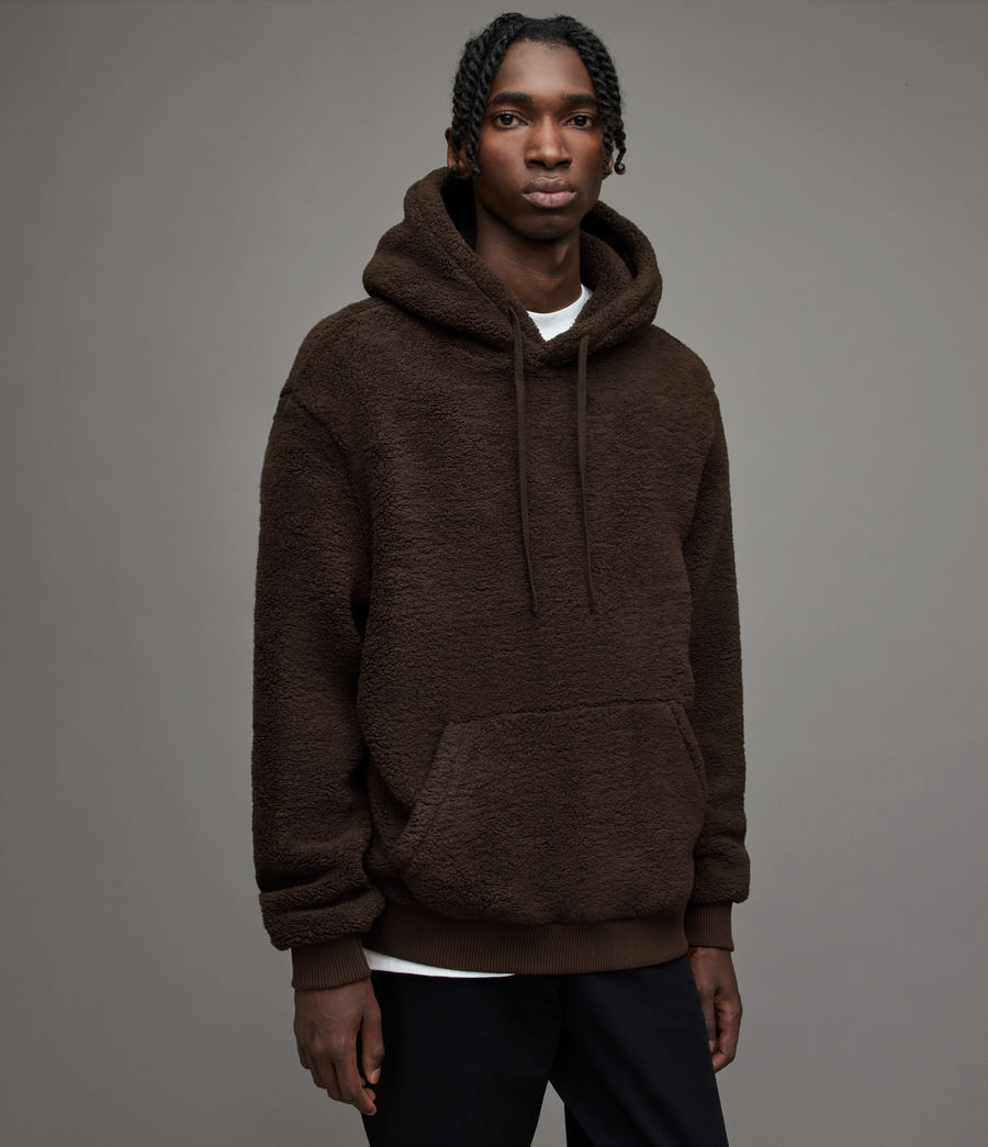 ALLSAINTS CA: Mens Tomi Pullover Teddy Hoodie (brooklyn_brown)