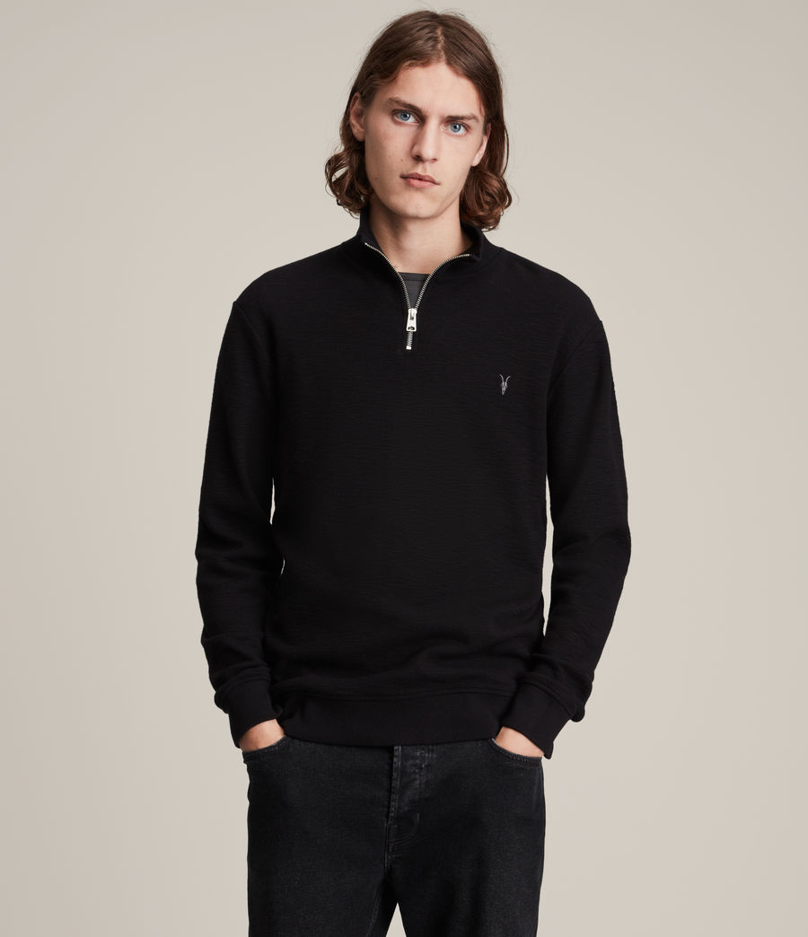 black funnel neck sweatshirt