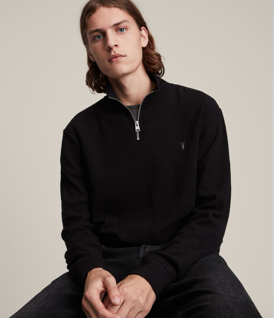 black funnel neck sweatshirt