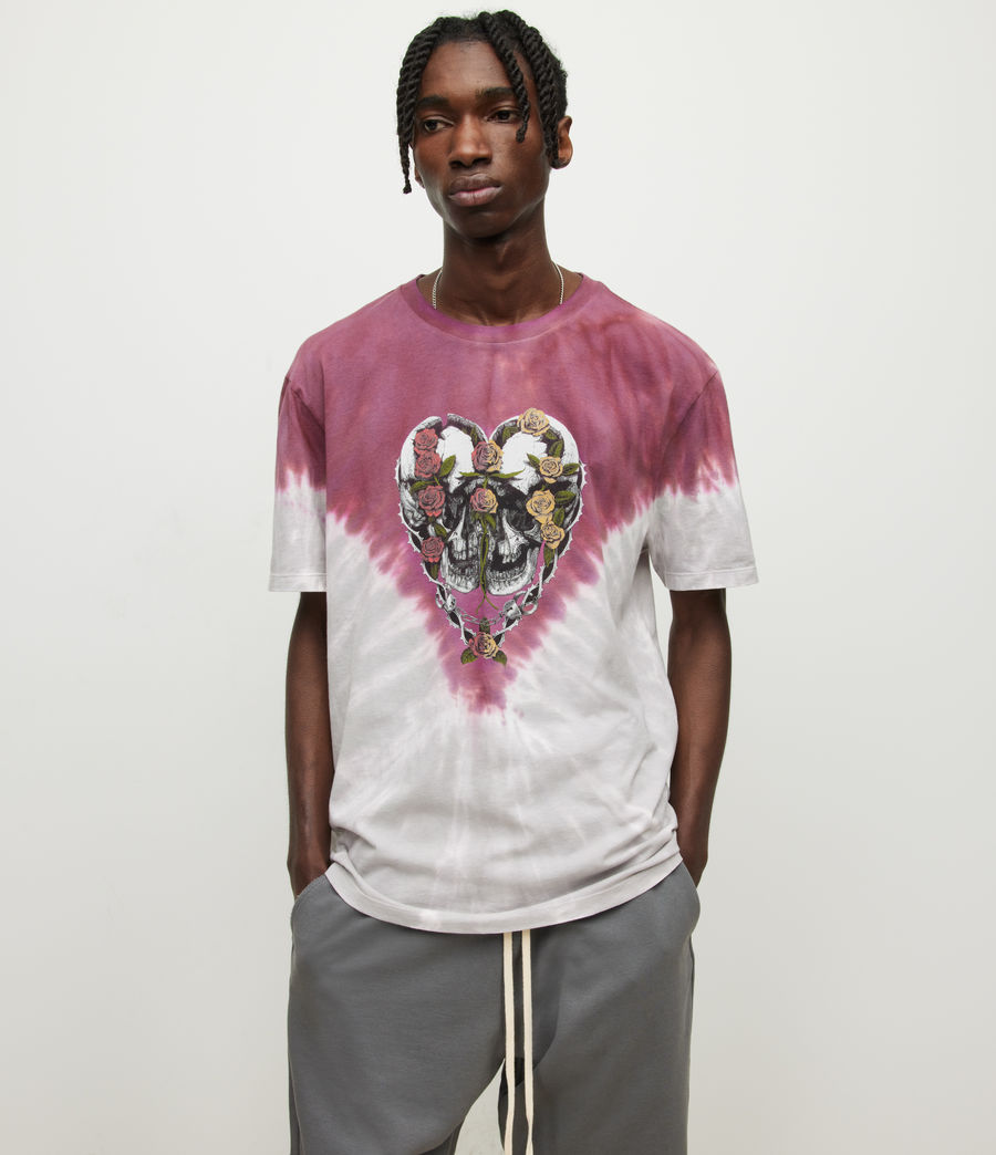 Mens Danny Tie Dye Crew T-Shirt (thistle_gy_wine_rd) - Image 1