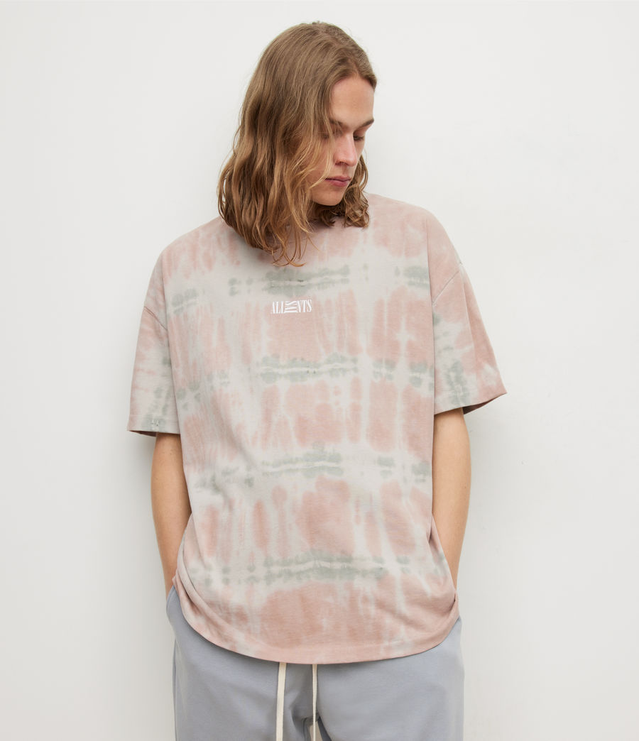 Hommes Mount Tie Dye Crew T-Shirt (smoked_gry_pnk_grn) - Image 1
