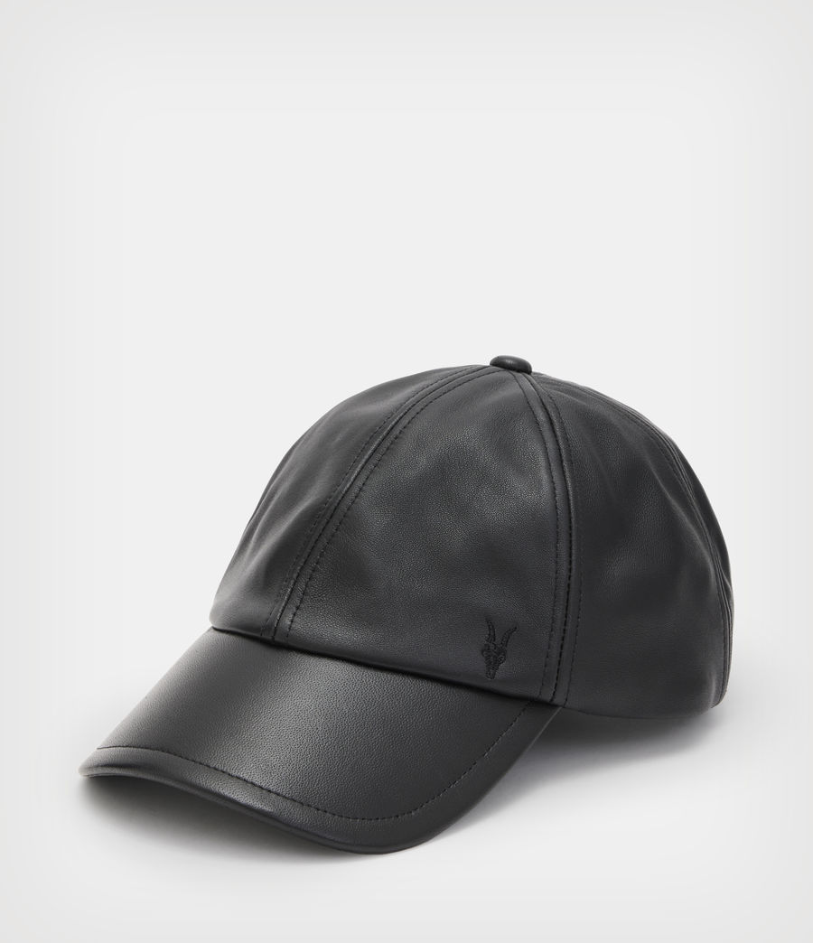 Hommes Ramskull Leather Baseball Cap (black) - Image 2