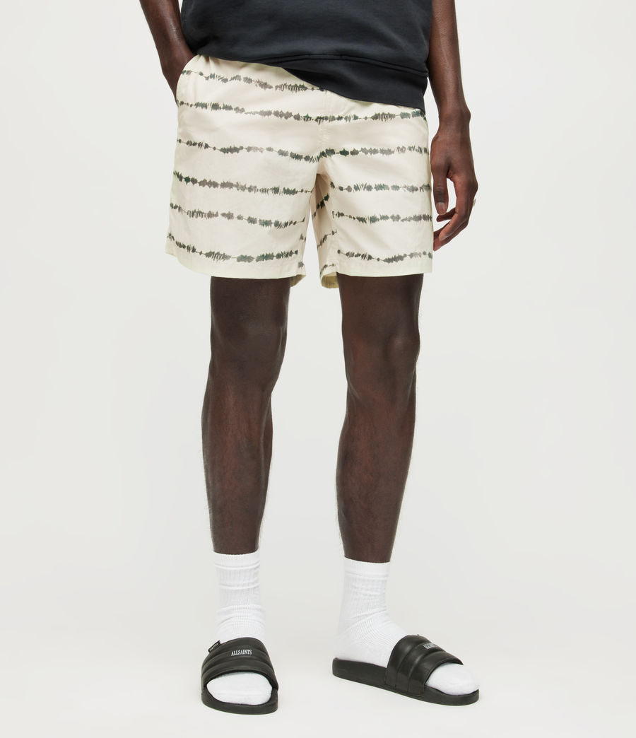 Mens Linear Tie Dye Swim Shorts (ecru) - Image 2