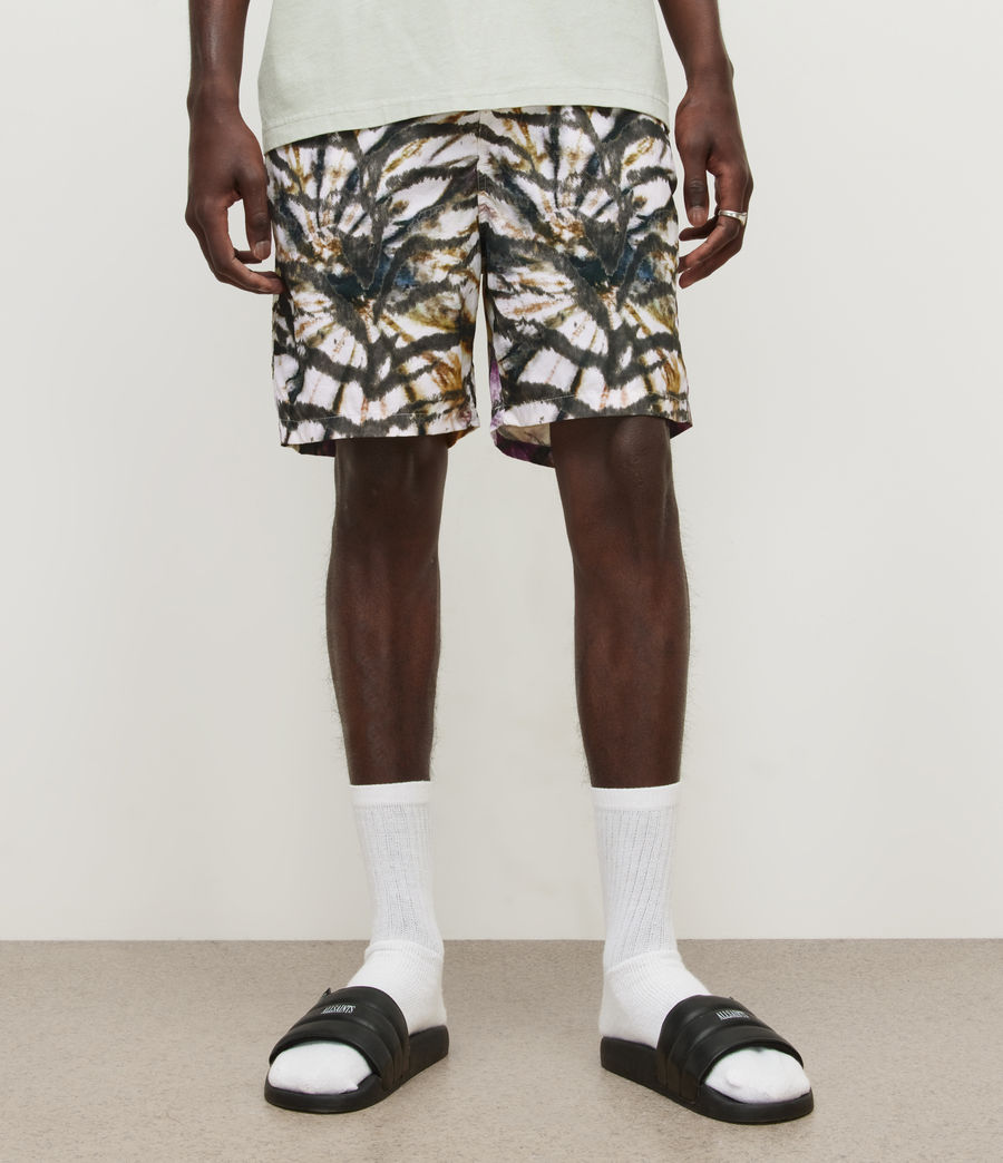 Mens Tiger Tie Dye Print Swim Shorts (white) - Image 2