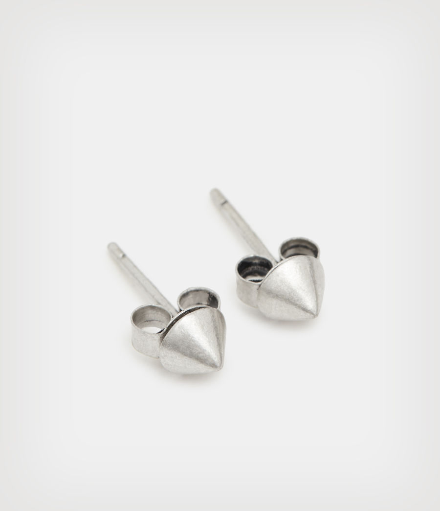 Men's Jet Stud Sterling Silver Earrings (warm_silver) - Image 1