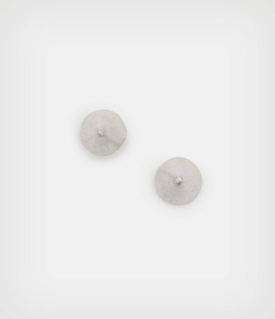 Mens Jet Stud Sterling Silver Earrings (warm_silver) - Image 3