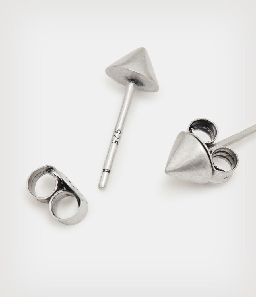 Men's Jet Stud Sterling Silver Earrings (warm_silver) - Image 4