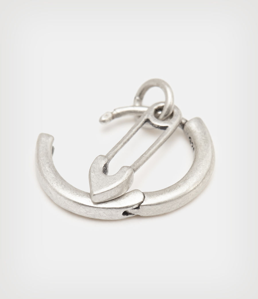 Mens Amor Pin Hoop Sterling Silver Earring (warm_silver) - Image 3