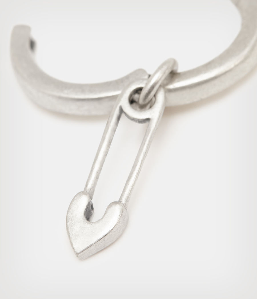 Mens Amor Pin Hoop Sterling Silver Earring (warm_silver) - Image 4