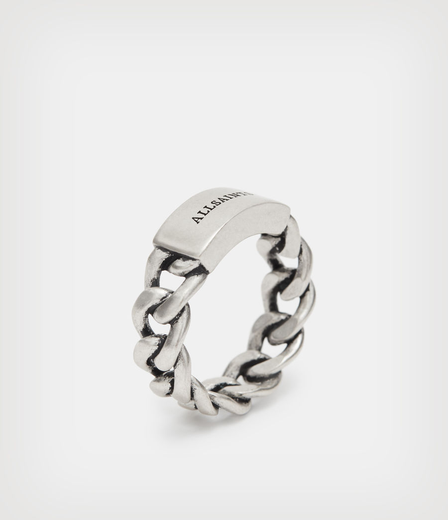 Mens Chain I.D Sterling Silver Ring (warm_silver) - Image 4