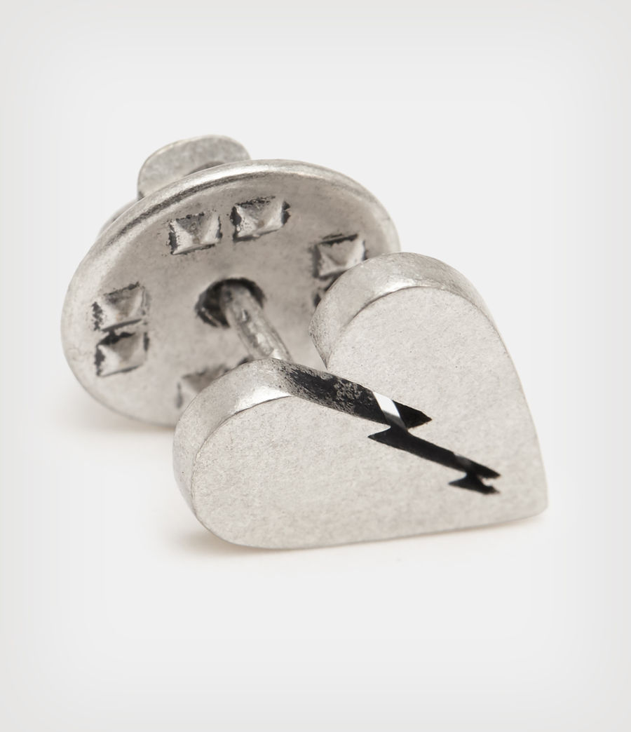 Mens Split Heart Sterling Silver Pin (warm_silver) - Image 3