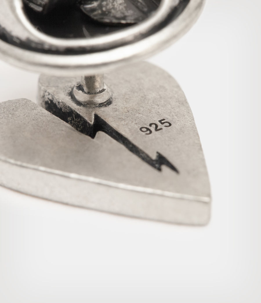 Mens Split Heart Sterling Silver Pin (warm_silver) - Image 4