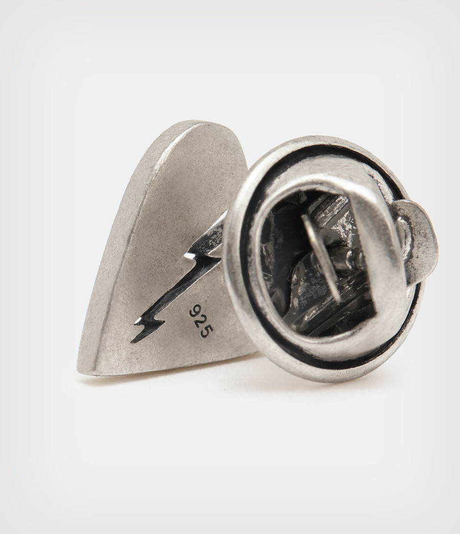 Mens Split Heart Sterling Silver Pin (warm_silver) - Image 5