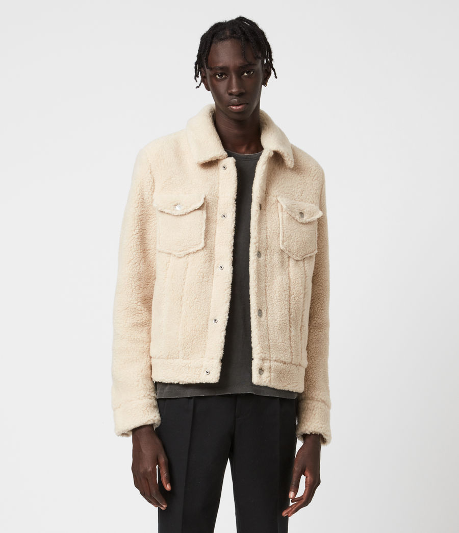 all saints shearling jacket mens