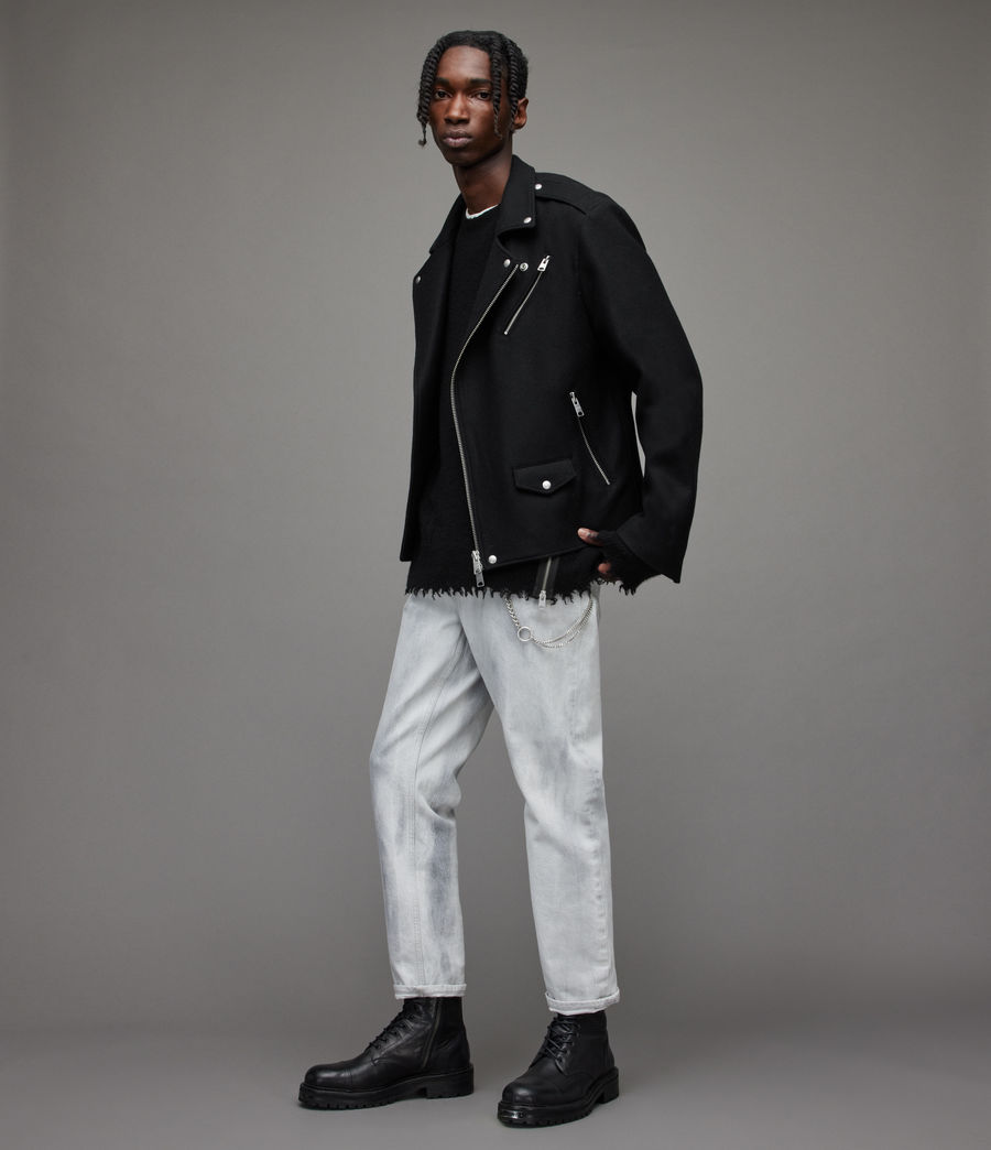 Men's Devoto Wool Blend Biker Jacket (black) - Image 3