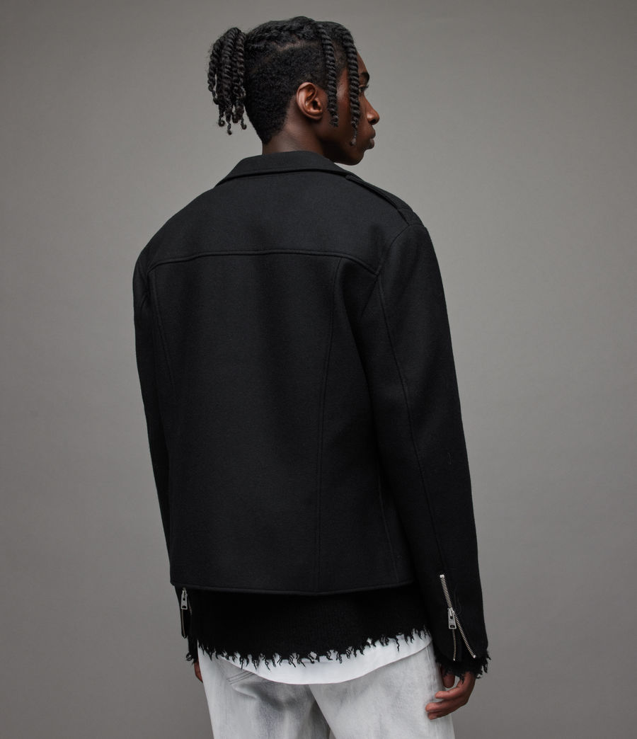 Men's Devoto Wool Blend Biker Jacket (black) - Image 7