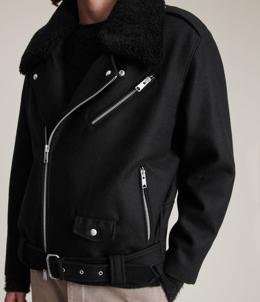 Men's Mard Wool Blend Biker Jacket (black) - Image 4