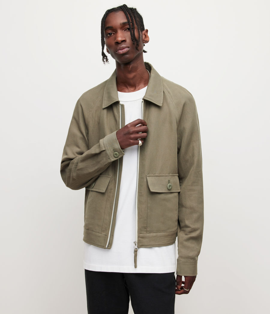 Men's Blane Linen Blend Jacket (ash_khaki_brown) - Image 1