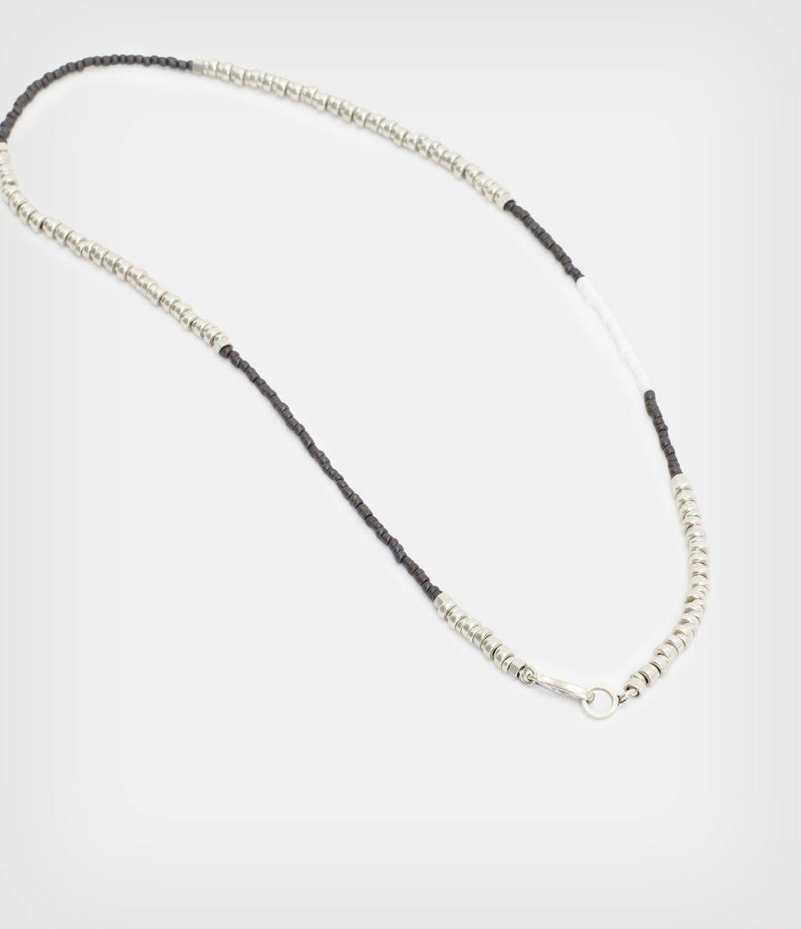 Mens Brooks Sterling Silver Bead Necklace (warm_silver) - Image 4