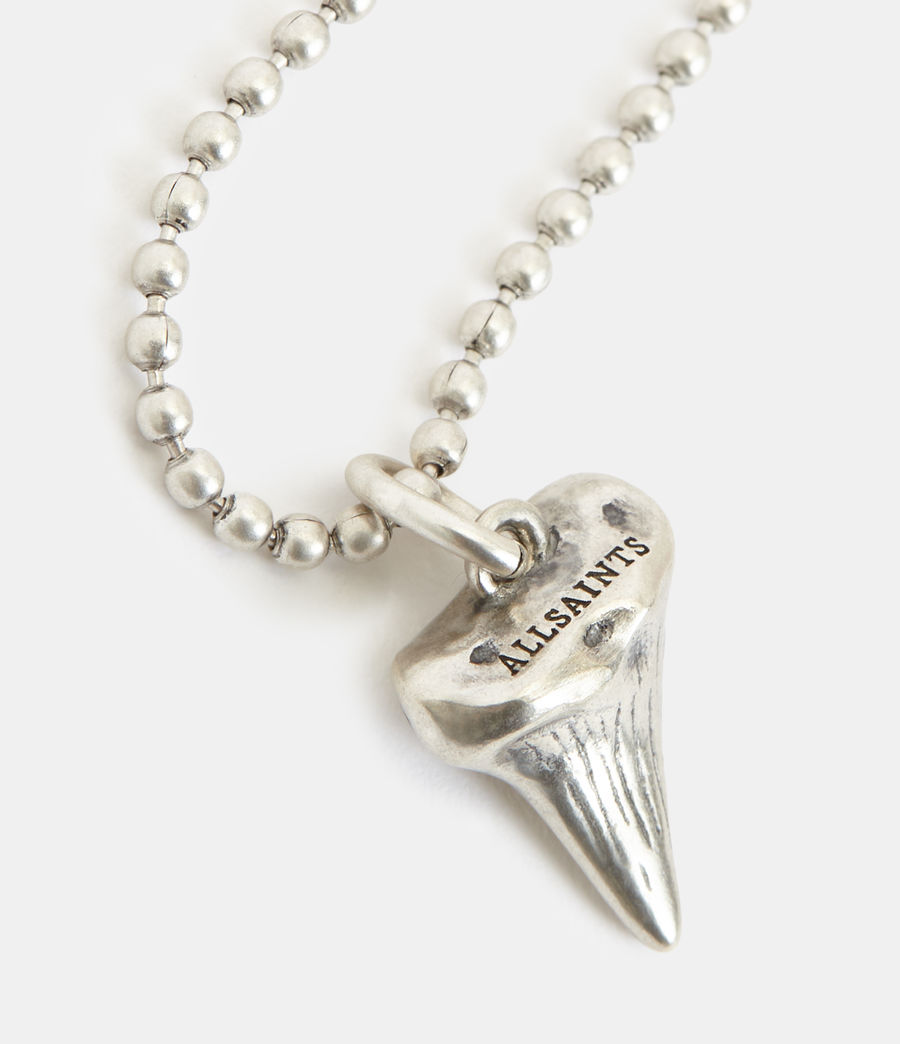 Men's Shark Tooth Sterling Silver Pendant Necklace (warm_silver) - Image 1
