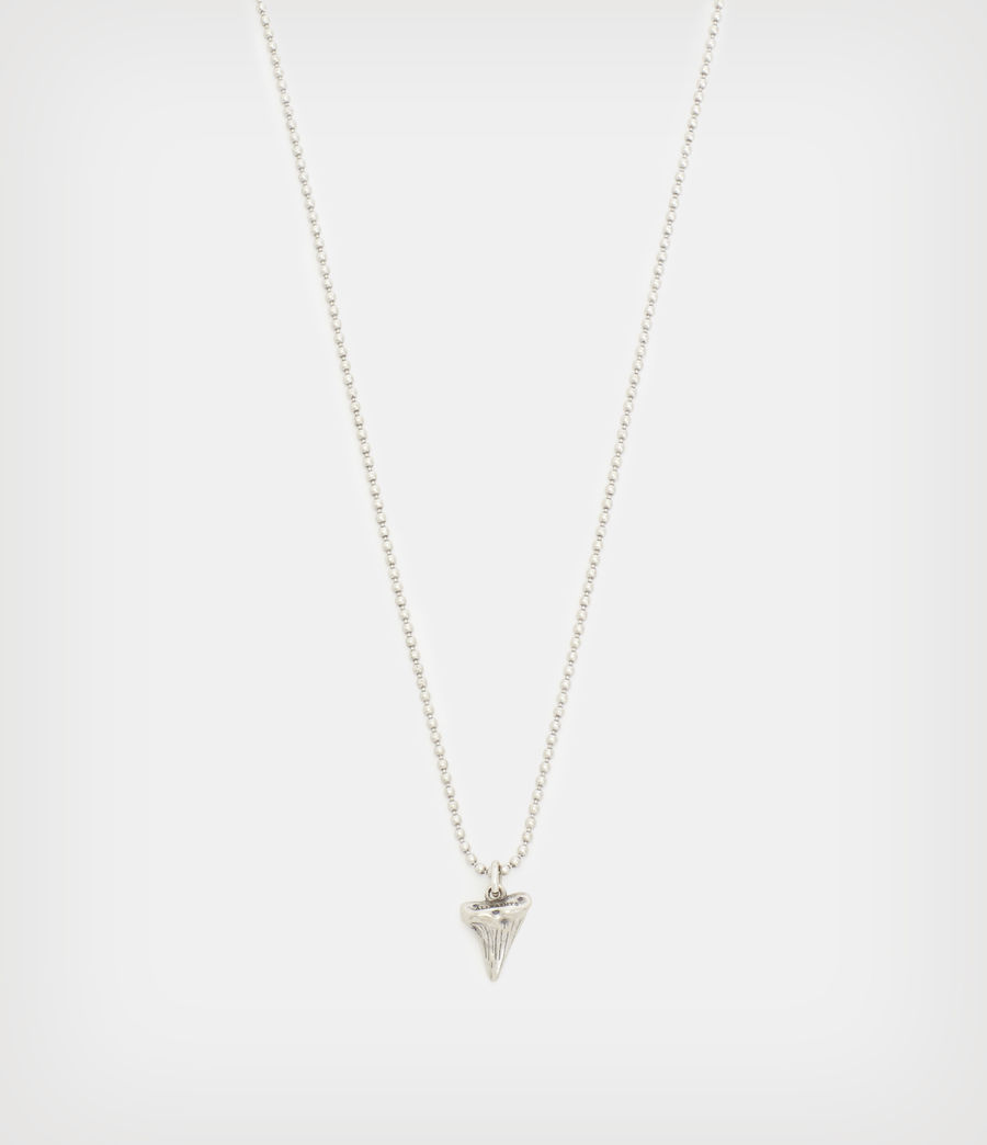 Men's Shark Tooth Sterling Silver Pendant Necklace (warm_silver) - Image 3