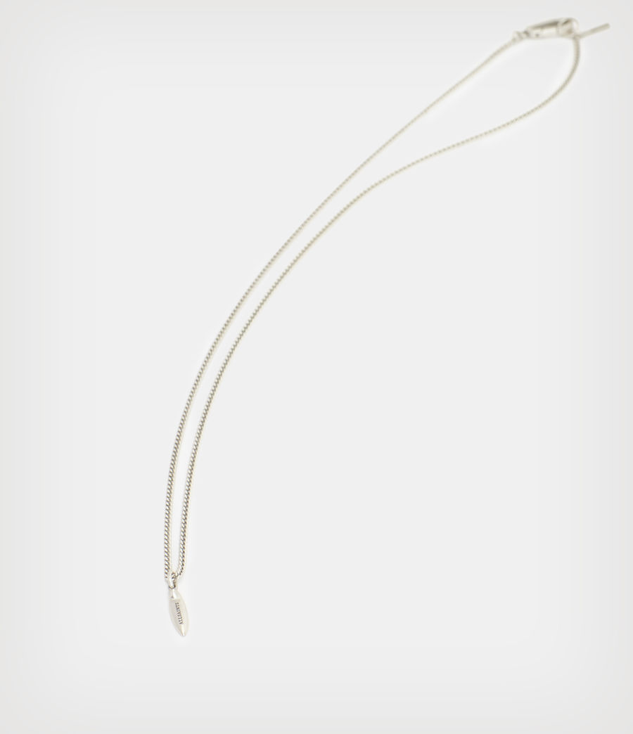 Men's Surfboard Sterling Silver Pendant Necklace (warm_silver) - Image 3