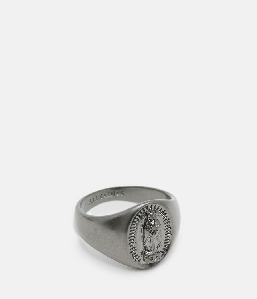 Mens Saint Hematite Sterling Silver Ring (dark_hem) - Image 1