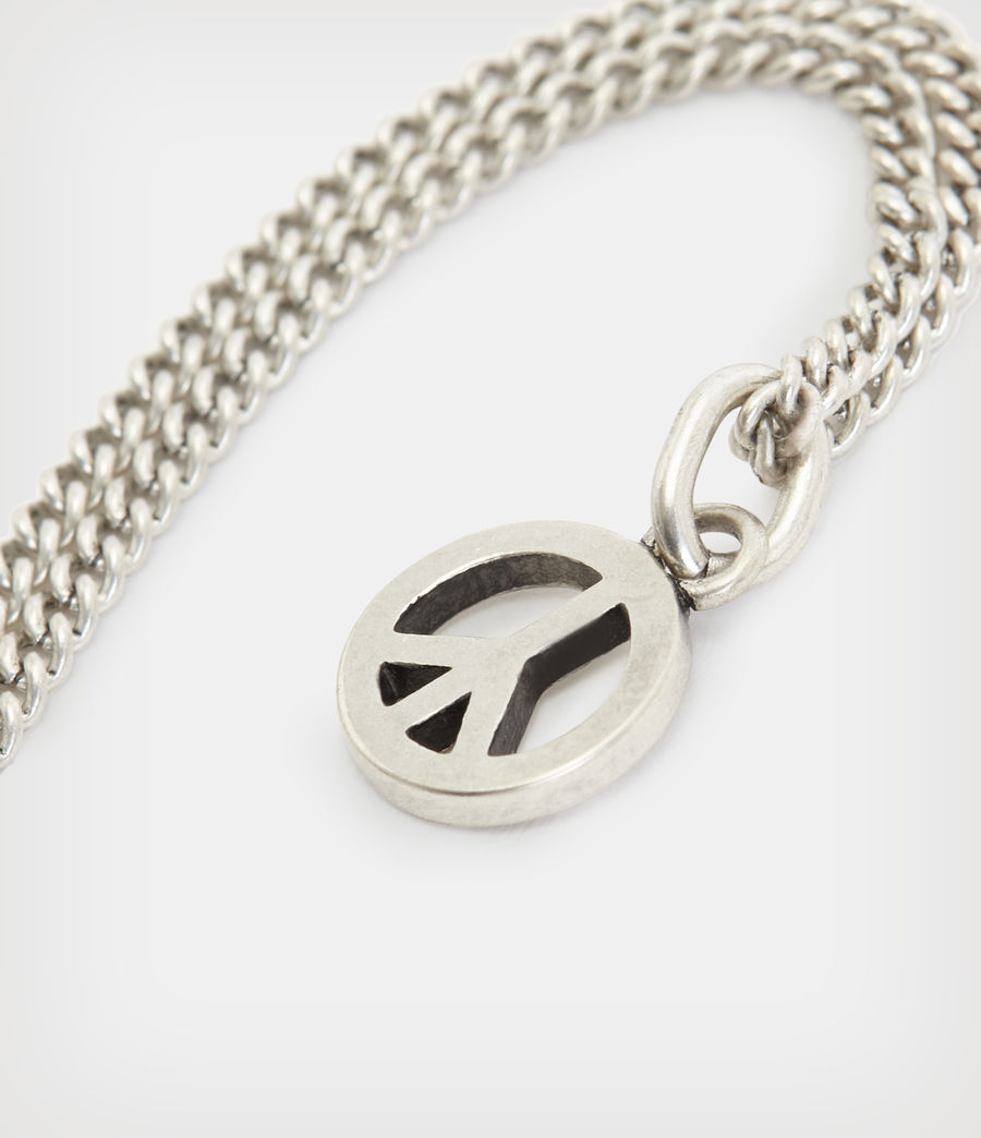 Mens Peace Sterling Silver Pendant Necklace (warm_silver) - Image 1
