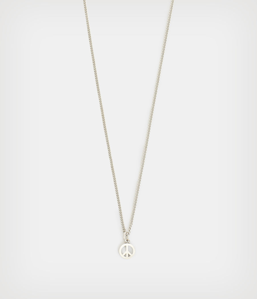 Men's Peace Sterling Silver Pendant Necklace (warm_silver) - Image 3