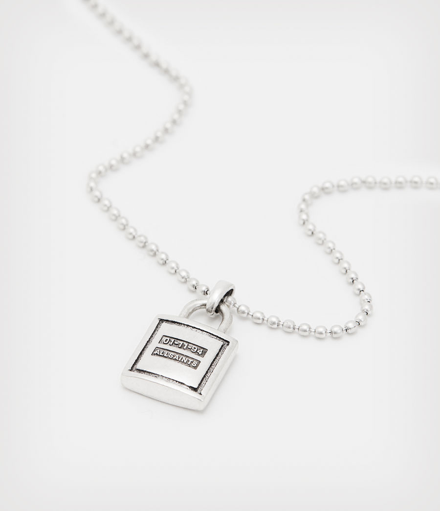 Men's Padlock Pendant Sterling Silver Necklace (warm_silver) - Image 1