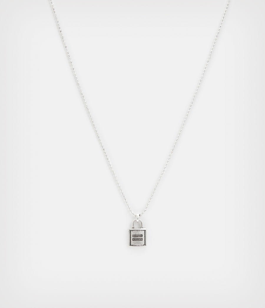 Men's Padlock Pendant Sterling Silver Necklace (warm_silver) - Image 3