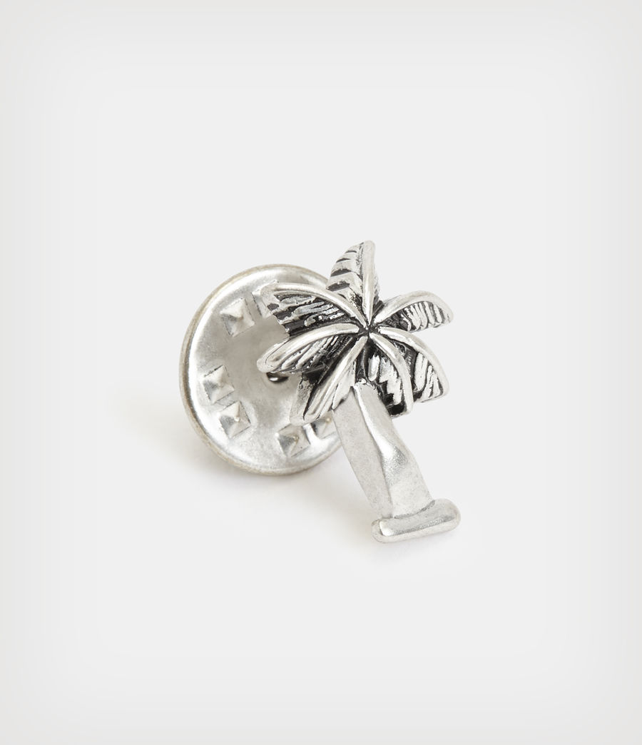Men's Palm Tree Sterling Silver Pin (warm_silver) - Image 1