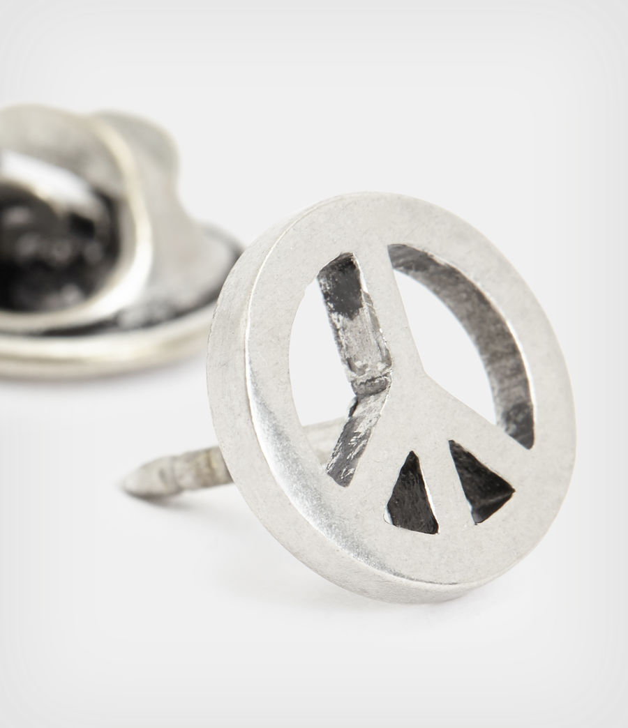 Mens Peace Sterling Silver Pin (warm_silver) - Image 4